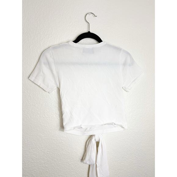 Modern Citizen Jude Cropped Wrap Top Size Small White Crepe Minimalist Chic - Picture 12 of 13